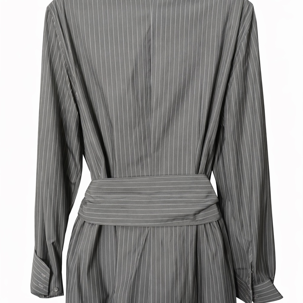 Talbots Gray Pinstripe Wrap Blouse - Picture 10 of 10